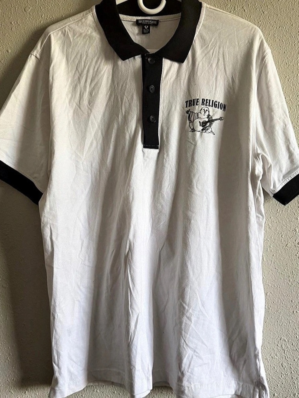 True Religion Buddha Logo Polo Shirt Men's White & Black Polo XL